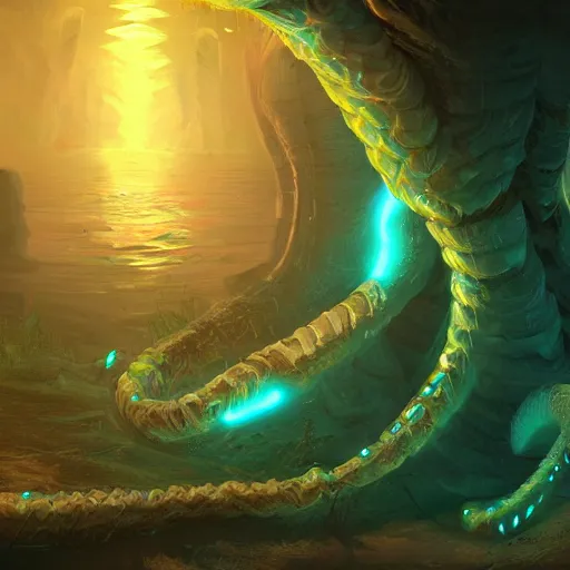 Image similar to bioluminescent tentacle caves, artstation, highly detailed