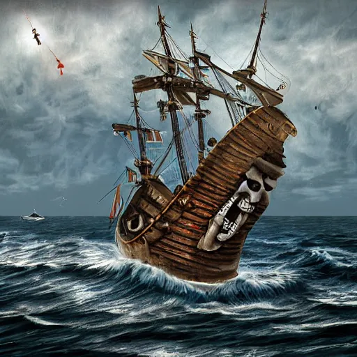 Image similar to a pirate ship in the Caribbean sea fired a Canonball, the Canonball flies right at you. Pov shot. Photorealistic, hyper complex detail. Illustration, digital art, hyper realistic, hyper detailed.