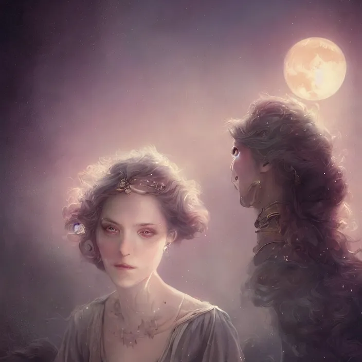 Image similar to ! dream a beautiful digital painting of a princess, princess, the moon behind her, intricate, cinematic lighting, highly detailed, digital painting, concept art, smooth, sharp focus, illustration, art by tom bagshaw, artgerm and greg rutkowski