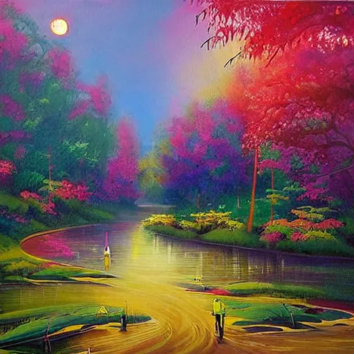 Image similar to Beautiful city of the far future in harmony with nature. Nice colour scheme, soft warm colour. Beautiful painting by Lurid. (2022)