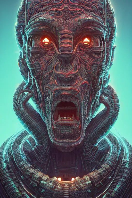 Image similar to homelander with an evil face, intricate abstract. intricate artwork. by tooth wu, wlop, beeple, dan mumford. octane render, trending on artstation, greg rutkowski very coherent symmetrical artwork. cinematic, hyper realism, high detail, octane render, 8 k, iridescent accents