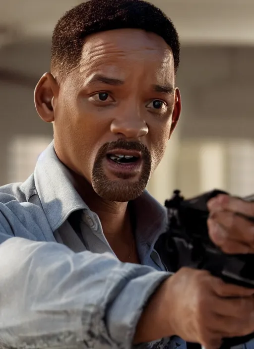 Image similar to film still of Will Smith as Martin Riggs in Lethal Weapon, 4k