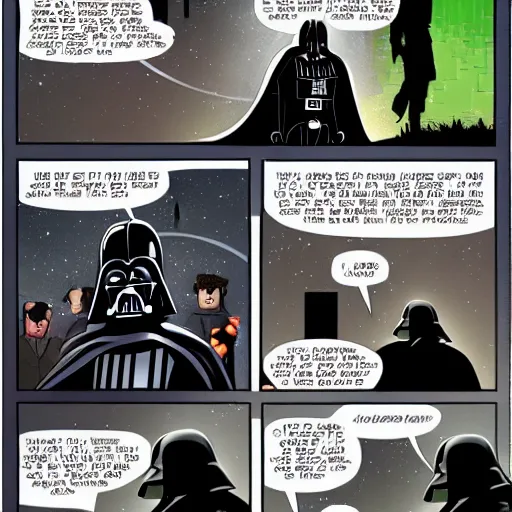 Image similar to darth vader comic featuring minecraft dream