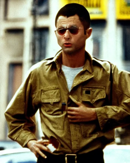 Prompt: film still close - up shot of bill clinton as travis bickle from the movie taxi driver. photographic, photography