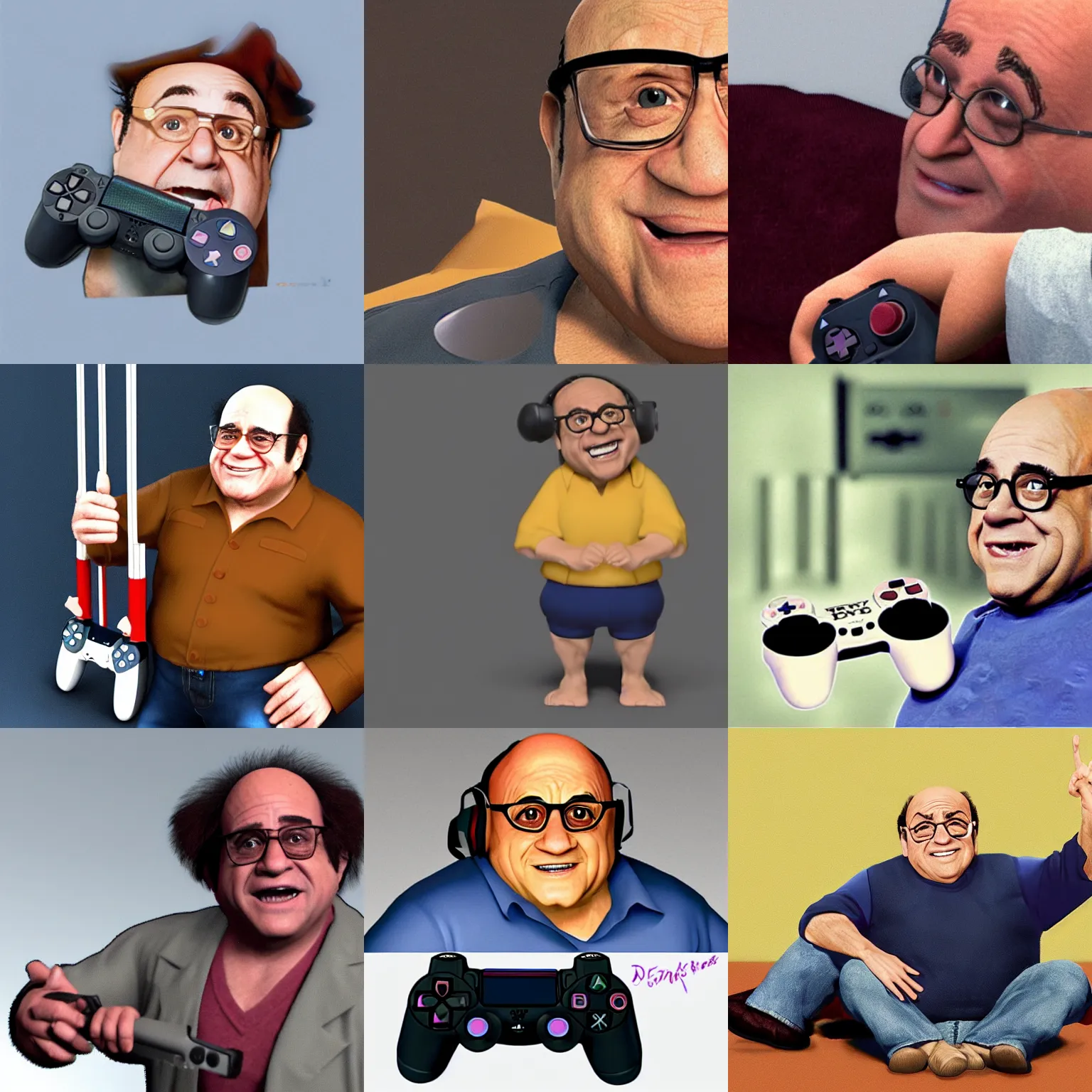 Prompt: low quality playstation 1 render of danny devito