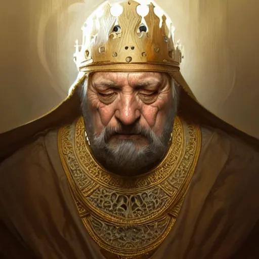 Image similar to ultra realistic illustration of a medieval old king, intricate, elegant, highly detailed, digital painting, artstation, concept art, smooth, sharp focus, illustration, art by artgerm and greg rutkowski and alphonse mucha