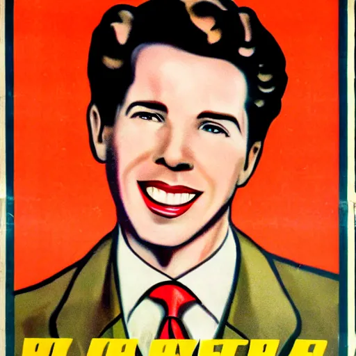 Image similar to Joel Osteen on a 1940s propaganda poster. danger