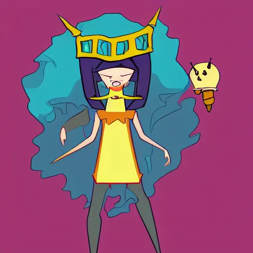 Image similar to evil sorceress in the style of adventure time, hd, trending on artstation, digital illustration, cartoon character design, concept art