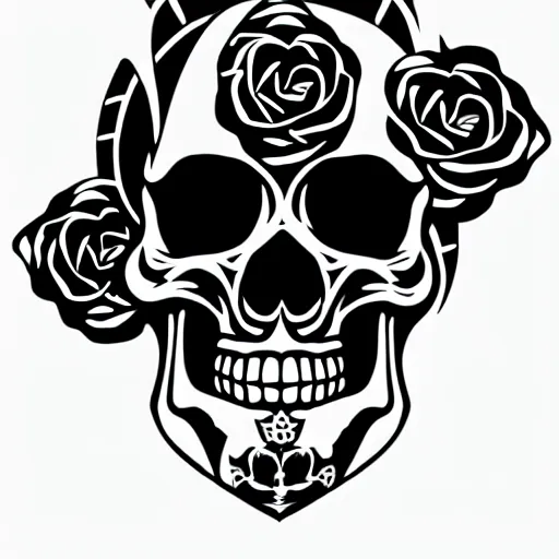 Image similar to rose n skull tattoo vector art