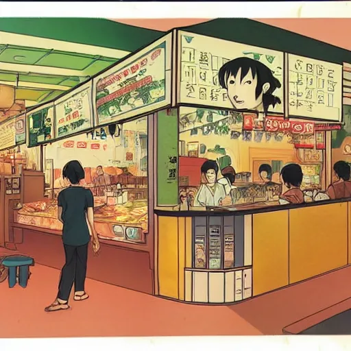 Prompt: a singaporean kopitiam, by satoshi kon