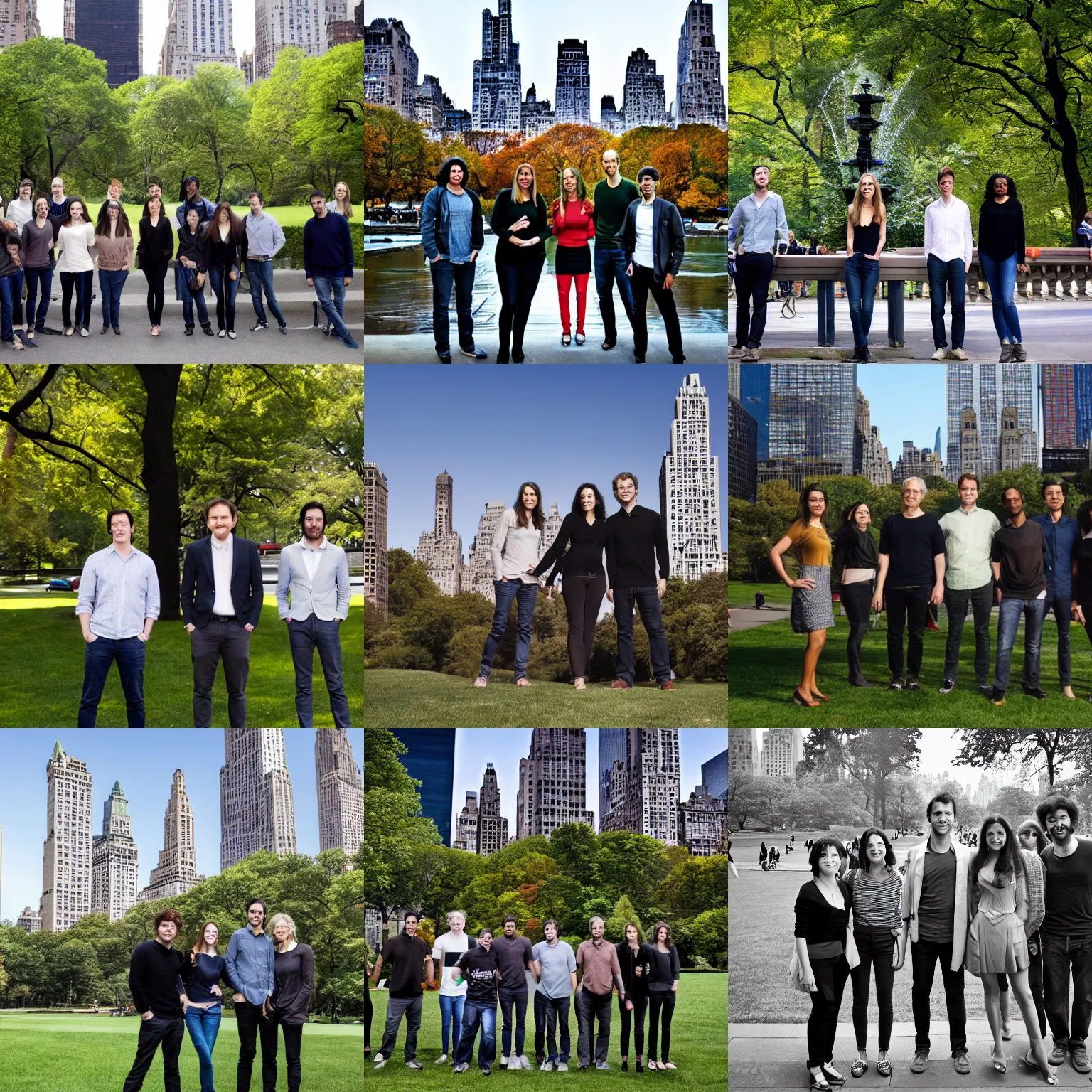 Prompt: photo of startup founders in front of central park, annie leibovitz photography for linkedin