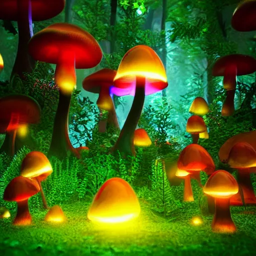 Image similar to liquid dragon in a bright glowing mushroom forest uhd ultra realistic ray traced 4 k highly detailed sharp lines