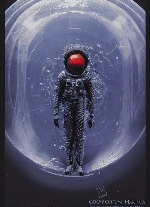 Image similar to astronaut in dark void underwater - complex and hyperdetailed technical suit design. reflection and dispersion materials. rays and dispersion of light. volumetric light. f / 3 2. noise film photo. flash photography. ultra realistic, 5 0 mm. poster by wayne barlowe, hajime sorayama aaron horkey, craig mullins