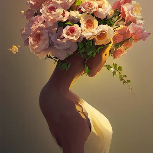 Image similar to bouquet of flowers, minimalist, behance hd by jesper ejsing, by rhads, makoto shinkai and lois van baarle, ilya kuvshinov, rossdraws global illumination