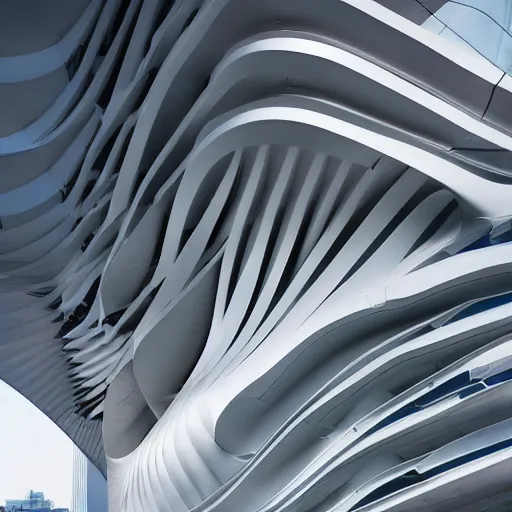 Image similar to The Nike swoosh stadium, architecture by Zaha Hadid, high resolution professional architecture photography