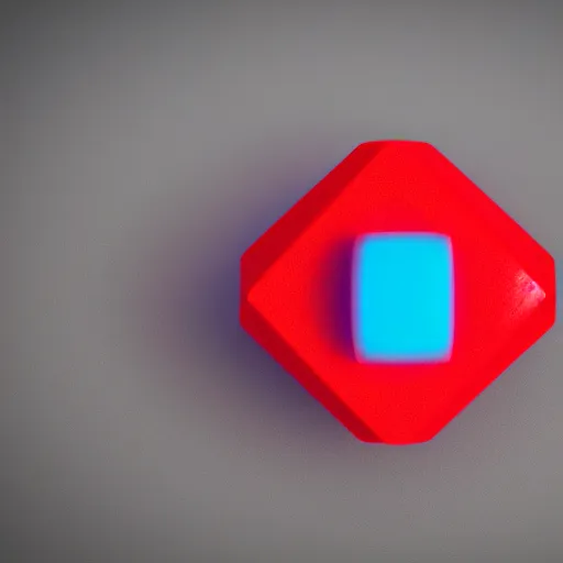 Image similar to simple, cute, cyan crystal wearing a red cloth strip on top, 4K HD, 3D render