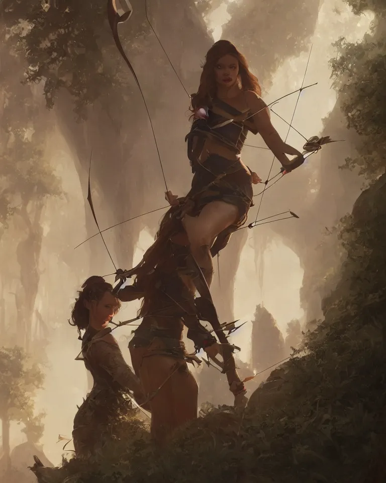 Image similar to portrait of sydney sweeney as a fantasy archer, greg rutkowski, artstation, 4 k, matte painting, concept art