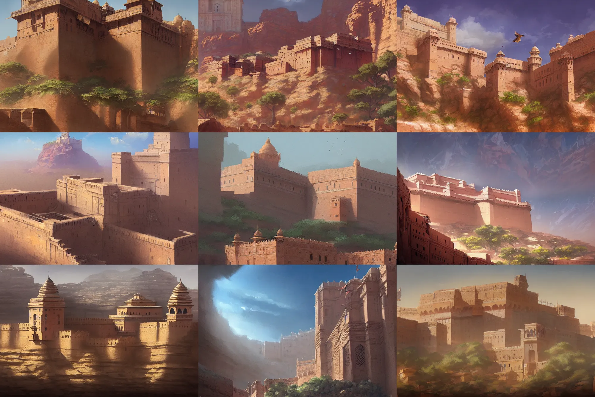 Prompt: painting of Mehrangarh Fort, 4k, digital painting, artstation, concept art, sharp focus, illustration, art by artgerm and greg rutkowski and magali villeneuve