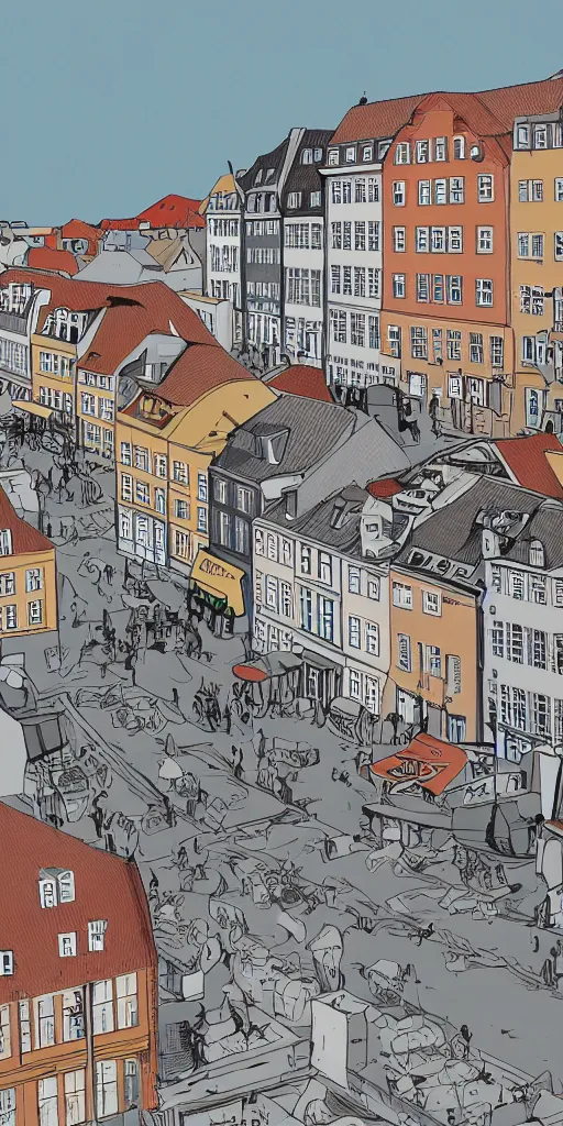 Image similar to an illustration of Copenhagen in the center of Cape Town, procreate on behance