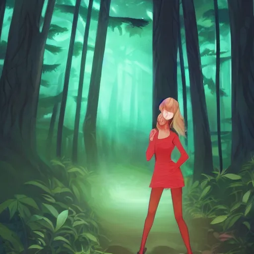 Image similar to trail cam footage of taylor swift in the forest at night, art by lois van baarle and loish and ross tran and rossdraws and sam yang and samdoesarts and artgerm and saruei and disney, digital art, highly detailed, intricate, sharp focus, trending on artstation hq, deviantart, unreal engine 5, 4 k uhd image