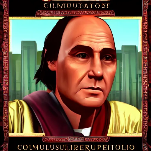 Prompt: christopher columbus portrait, gta chinatown wars art style, hyperrealistic, rgba colors, remove duplicate content, justify contents center.