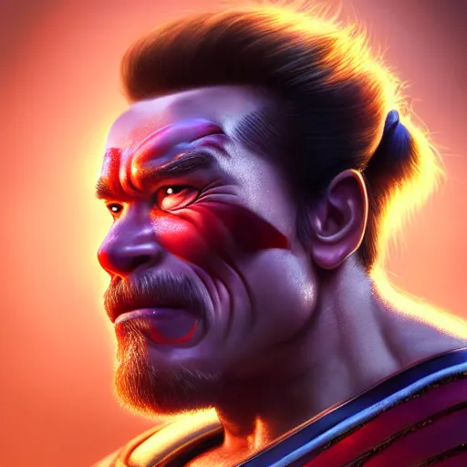 Image similar to a screenshot of arnold schwarzenegger as mei in overwatch, portrait, fantasy, beautiful face, vivid colors, elegant, concept art, sharp focus, digital art, hyper - realistic, 4 k, unreal engine, highly detailed, hd, dramatic lighting by brom, trending on artstation