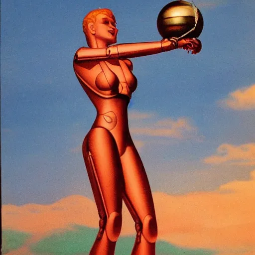 Image similar to robot female goddess statue by Alberto Vargas