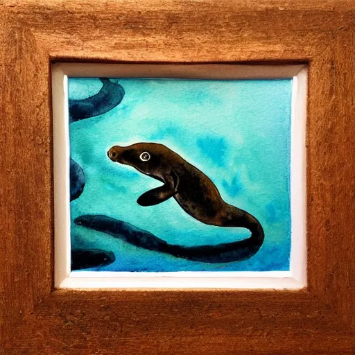 Image similar to “cave salamanders swarming over a baby seal, watercolor painting”