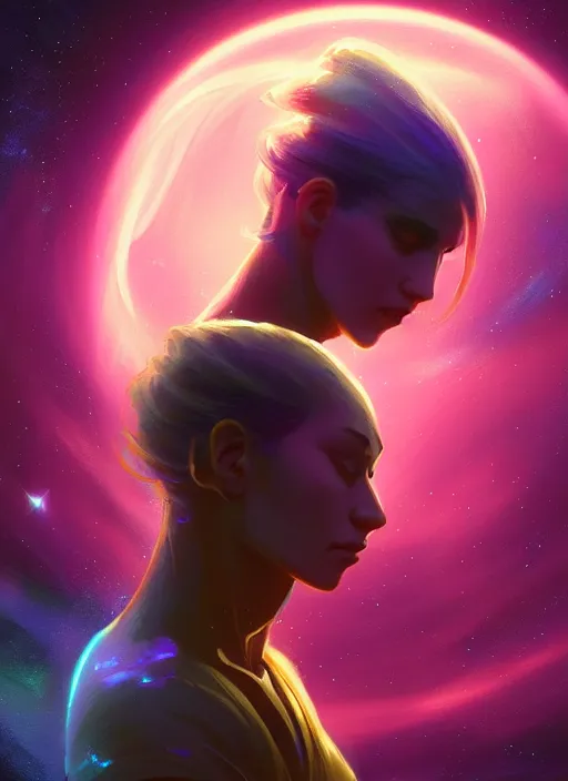 Prompt: epic portrait cinematic shot an yellow planet with a pink atmosphere orbiting around a blue star in space, glowing, stars, nebuale, atmospheric, fine details. night setting. realistic shaded lighting poster by craig mullism, artgerm, jeremy lipkin and michael garmash, unreal engine, radiant light, detailed and intricate environment, digital art, trending on art station,