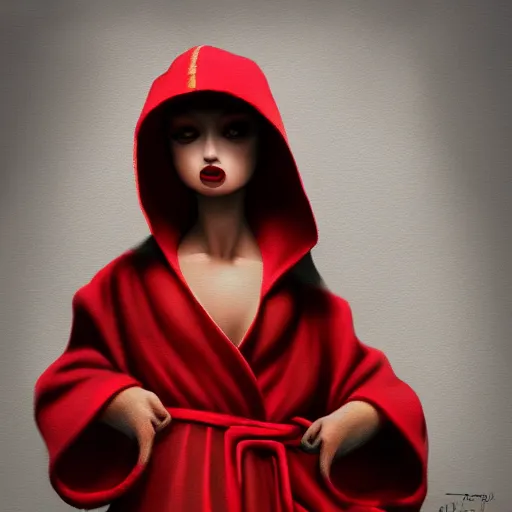 Prompt: cute duck, wearing cultist red robe, doing witchcraft, expressive oil painting, digital art, octane render