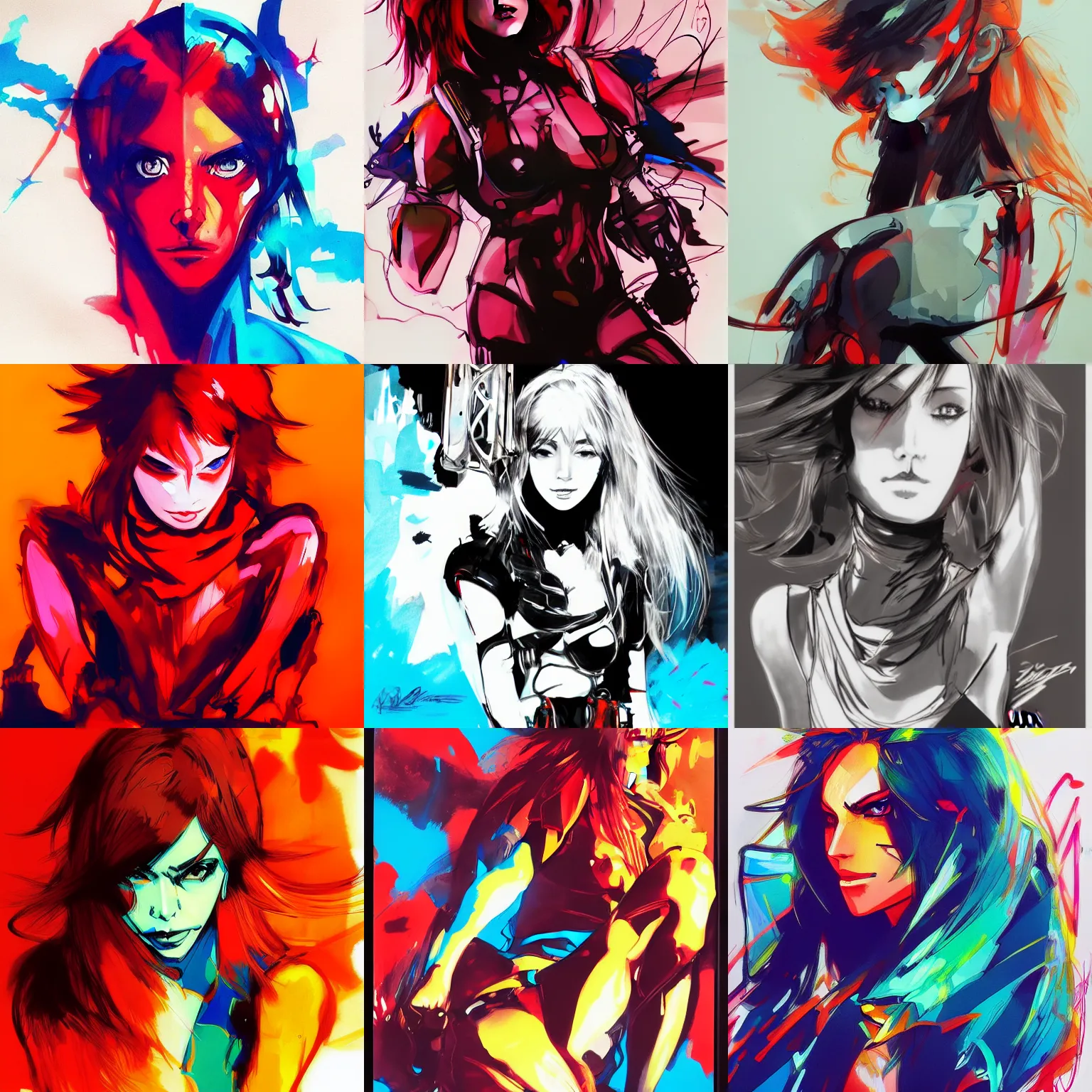 Prompt: Lina Inverse by Yoji Shinkawa, heavy outlines, bright and contrasting colors, beautiful and cool. Trending on ArtStation