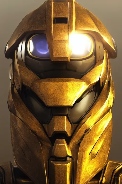 Image similar to robot ninja mask helmet halo master chief radiating a glowing aura global illumination ray tracing hdr fanart arstation by ian pesty and katarzyna da „ bek - chmiel