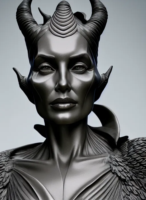 Prompt: stoic statue of maleficent, aesthetic, naturel, symmetrical face, hyper detailed, digital sculpture, trending in artstation, cinematic lighting, studio quality, smooth render, unreal engine 5 rendered, octane rendered