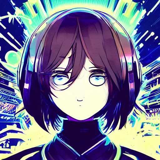 Image similar to Frequency indie album cover, luxury advertisement, blue filter, blue and black colors. Clean and detailed post-cyberpunk sci-fi close-up schoolgirl in asian city in style of cytus and deemo, blue flame, relaxing, calm and mysterious vibes, by Tsutomu Nihei, by Yoshitoshi ABe, by Ilya Kuvshinov, by Greg Tocchini, nier:automata, set in half-life 2, Matrix, GITS, Blade Runner, Neotokyo Source, Syndicate(2012), dynamic composition, beautiful with eerie vibes, very inspirational, very stylish, with gradients, surrealistic, dystopia, postapocalyptic vibes, depth of field, mist, rich cinematic atmosphere, perfect digital art, mystical journey in strange world, beautiful dramatic dark moody tones and studio lighting, shadows, bastion game, arthouse