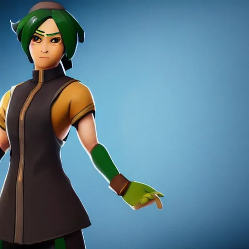 Image similar to toph beifong in fortnite, blind eyes, character render, full body shot, highly detailed, in game render