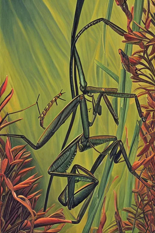 Image similar to praying mantis, by marianne north