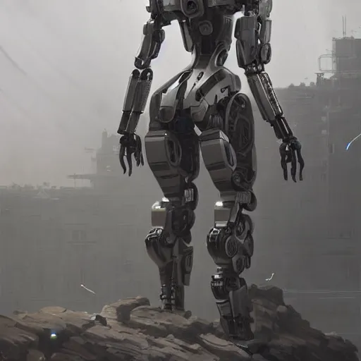 Image similar to a giant female robot, digital art, 8 k resolution, mech, unreal engine, highly detailed, photorealistic by wlop, greg rutkowski