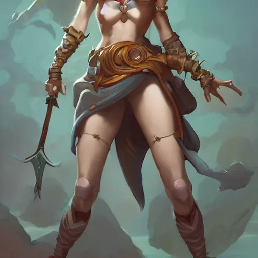 Prompt: stylized fit female D&D character, digital art by Peter Mohrbacher and Wylie Beckert, highly detailed award-winning masterpiece with incredible and beautiful details, trending on ArtStation