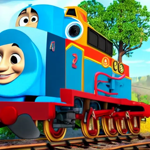 Image similar to dwayne johnson as train in thomas and friends series