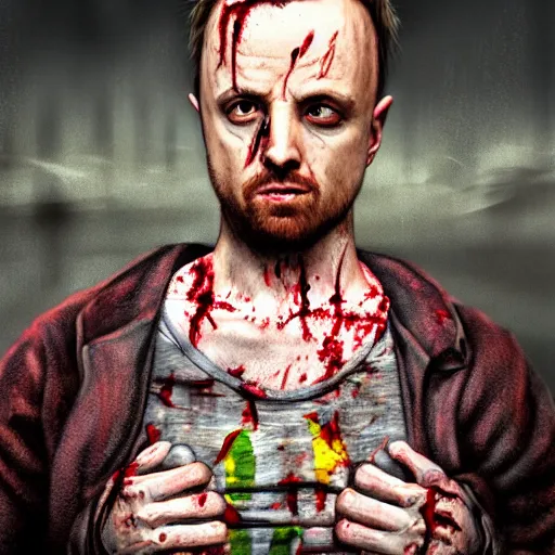 Prompt: Jesse Pinkman, full body shot, zombie killer, butcher, portrait, fantasy, beautiful face, medieval, vivid colors, elegant, concept art, sharp focus, digital art, Hyper-realistic, 4K, Unreal Engine, Highly Detailed, HD, Dramatic Lighting by Brom, trending on Artstation