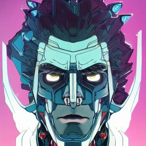 Image similar to 1 9 7 0 transformers rick sanchez portrait by and james jean and erik jones, inspired by ghost in the shell, beautiful fine face features, intricate high details, sharp, ultradetailed, 3 d octane render