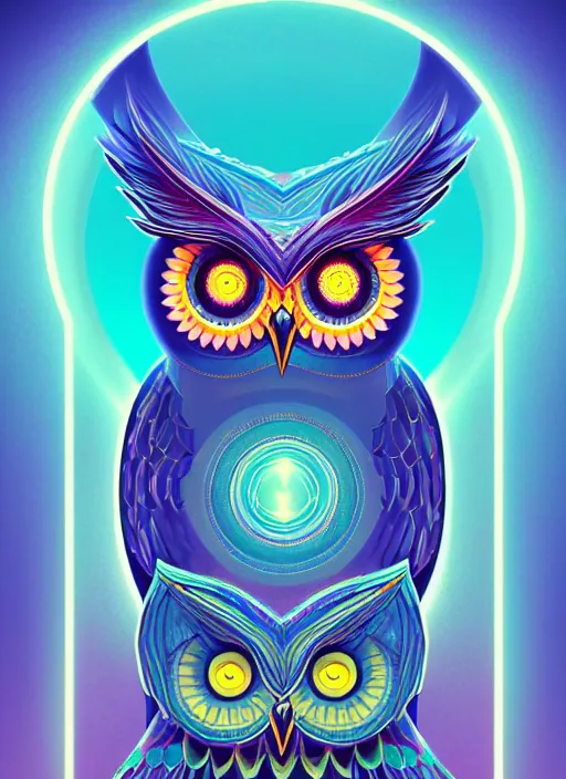 Image similar to symmetry!! product render poster vivid colors divine proportion owl, divine, glowing fog intricate, elegant, highly detailed, digital painting, artstation, concept art, smooth, sharp focus, illustration,