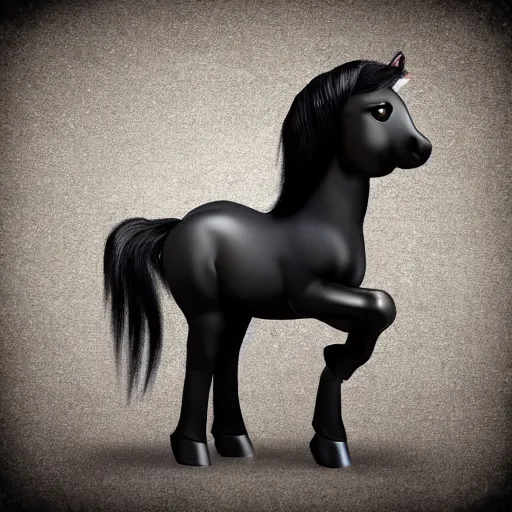 Prompt: pony that is black with white wings realistic - 9