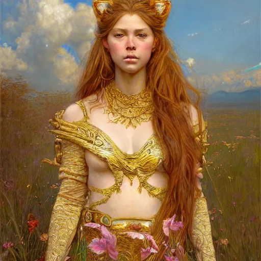 Image similar to highly detailed full portrait of a enchanted lioness in the form of a beautiful young princess. d & d, art by donato giancola and ruan jia and carl larsson and magali villeneuve. trending on artstation, intricate details, energetic composition, golden ratio, concept art, illustration, elegant art