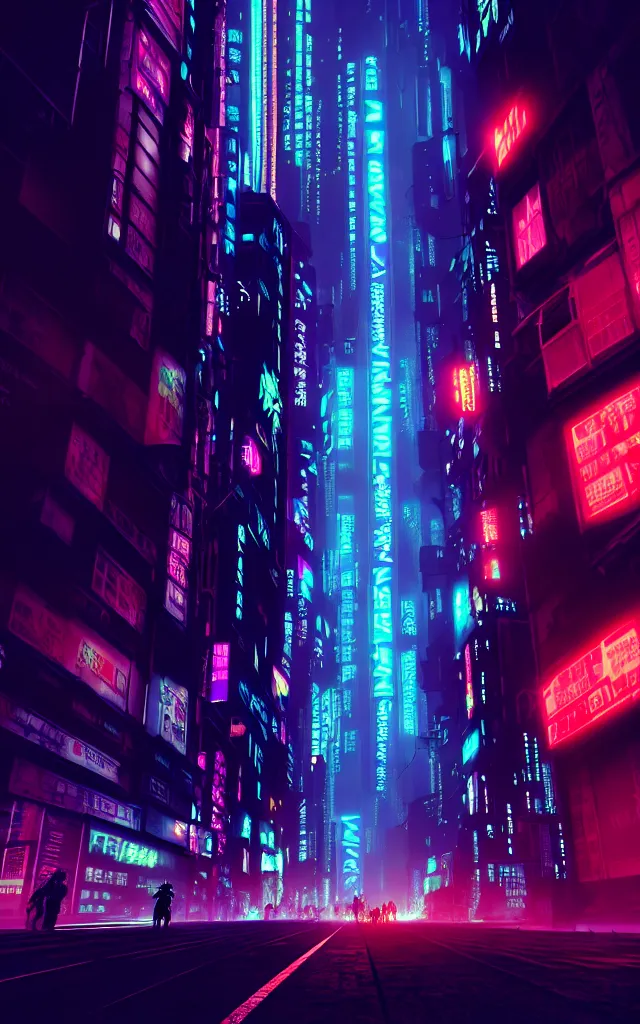 Prompt: concept art of a magnificent dark neon futuristic cyberpunk city bustling street at night cyberart by liam wong in the film akira rendered in octane, 3 d render, trending on cgsociety, blender 3 d