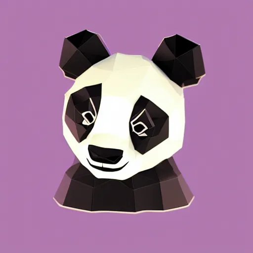 Image similar to panda, low poly, isometric, 3D render, white background