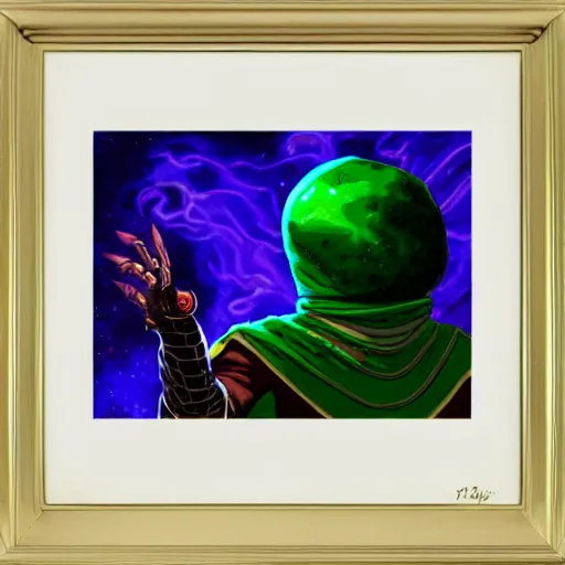 Image similar to Mysterio, artwork by Bob Ross, deviantart contest winner, award-winning,