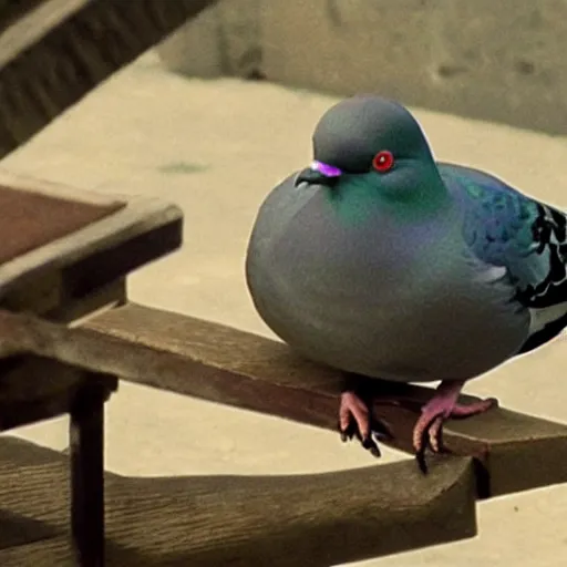 Prompt: a pigeon in the movie Patton