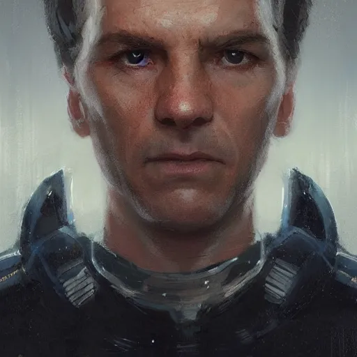 Image similar to portrait of a man by greg rutkowski, british features, straight jaw, short black hair, star wars expanded universe, he is about 6 0 years old, wearing uniform of the galactic alliance navy, highly detailed portrait, digital painting, artstation, concept art, smooth, sharp foccus ilustration, artstation hq