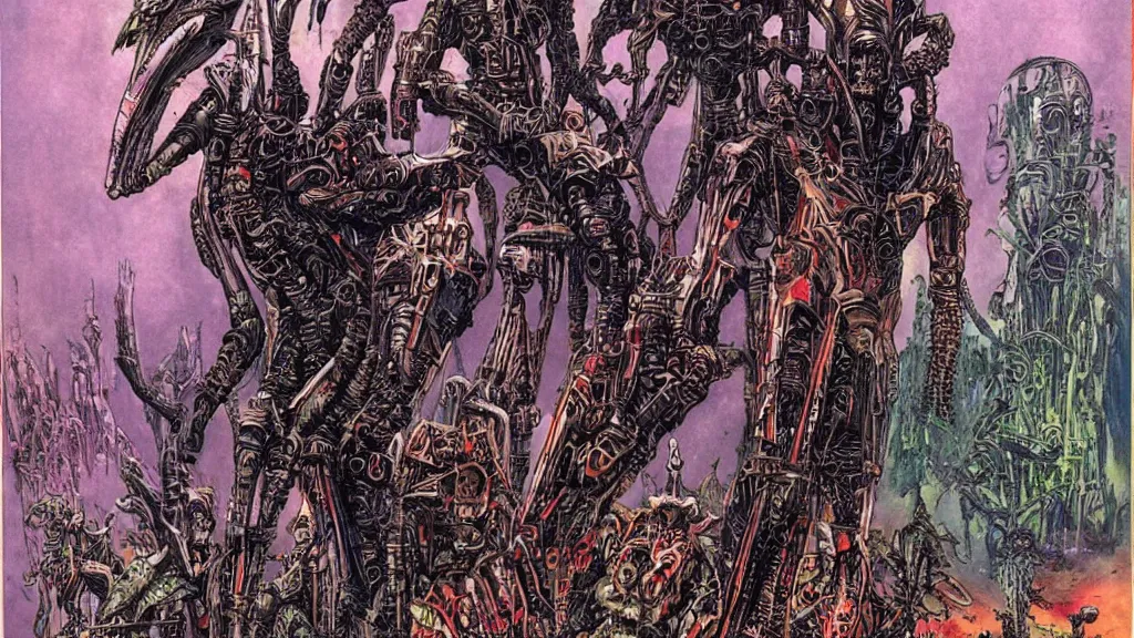 Prompt: exotic alien empire by Philippe Druillet